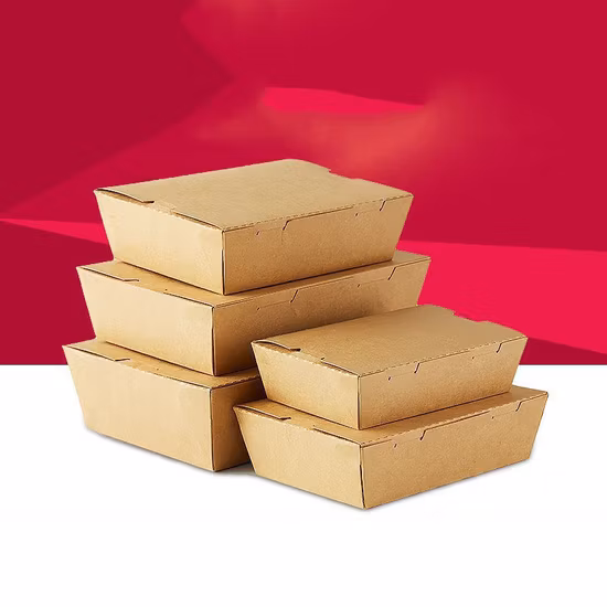 Custom Size Disposable Baking Dessert Packing Box Paper Kraft Box with Window Takeaway Food Package