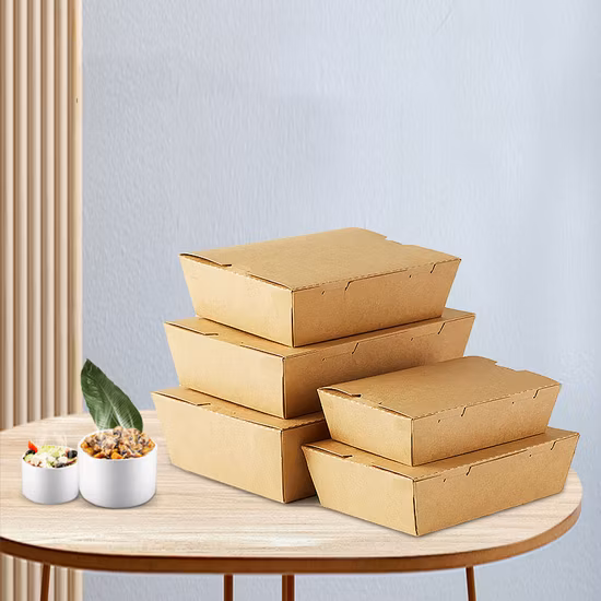 Custom Size Disposable Baking Dessert Packing Box Paper Kraft Box with Window Takeaway Food Package