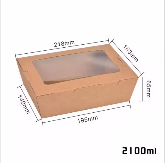 Einweg-Back-Dessert-Verpackungsbox aus Papier in Sondergröße, Kraftbox mit Fenster, Lebensmittelverpackung zum Mitnehmen